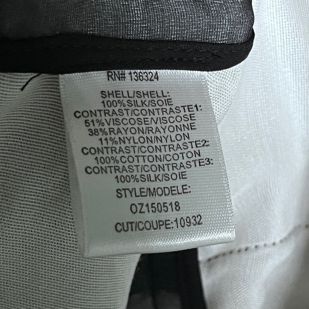 Halston Heritage Dress 6 Black Cream Silk Colorblock Fit Flare Cocktail 3936 - Picture 5 of 8